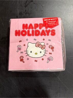 Hello Kitty Pink Holiday Napkins with Red Accents